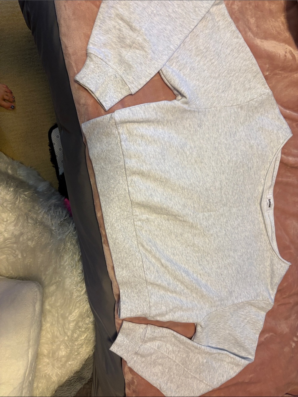 Garage Light Gray Off-the-Shoulder Sweater